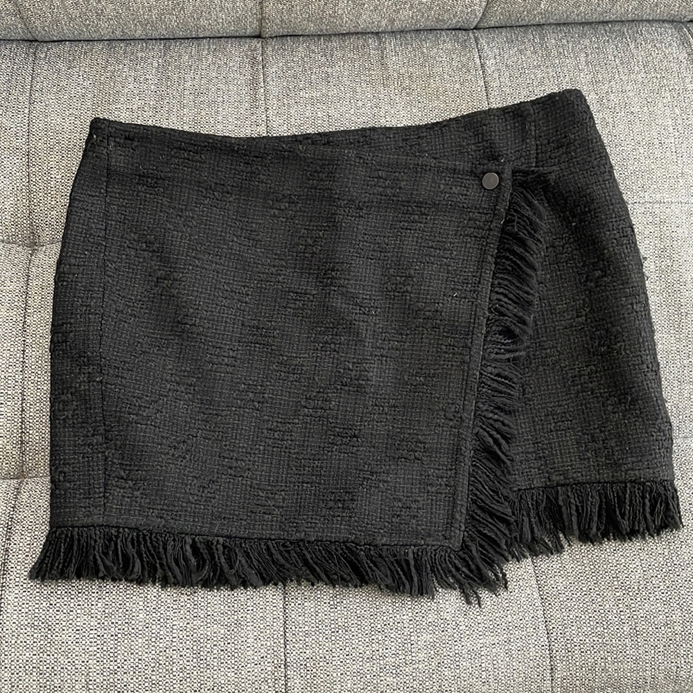 Zara Black Tweed Mini Skirt XL